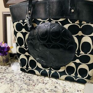 Coach Black and Cream Signature Totes
